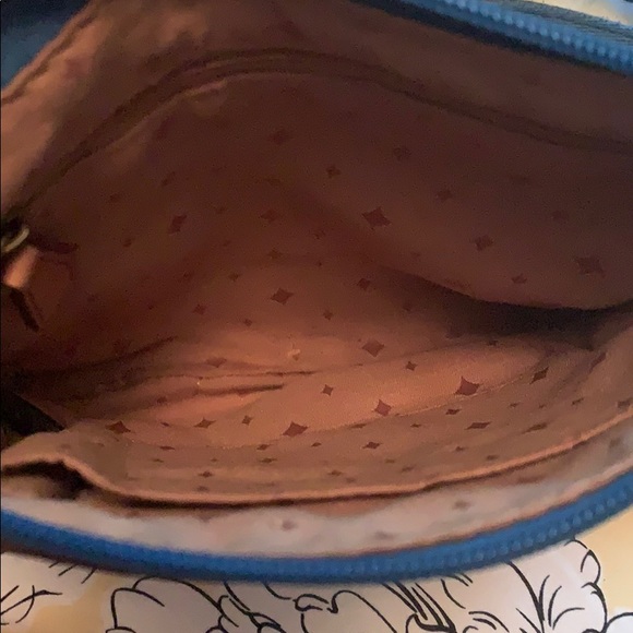 Blue leather fossil cross shoulder  bag - Picture 2 of 3